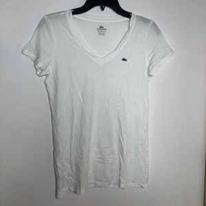 White Lacoste soft Vneck tee shirt small size 42